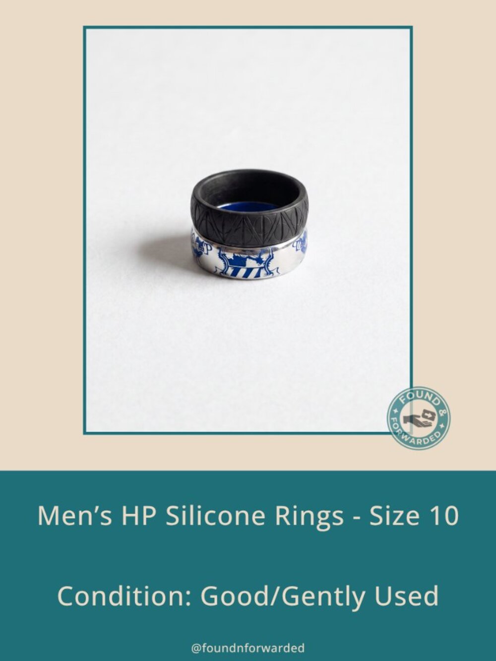 Men's Silicone Ring Set - Harry Potter Themed Ravenclaw Deathly Hallows Size 10